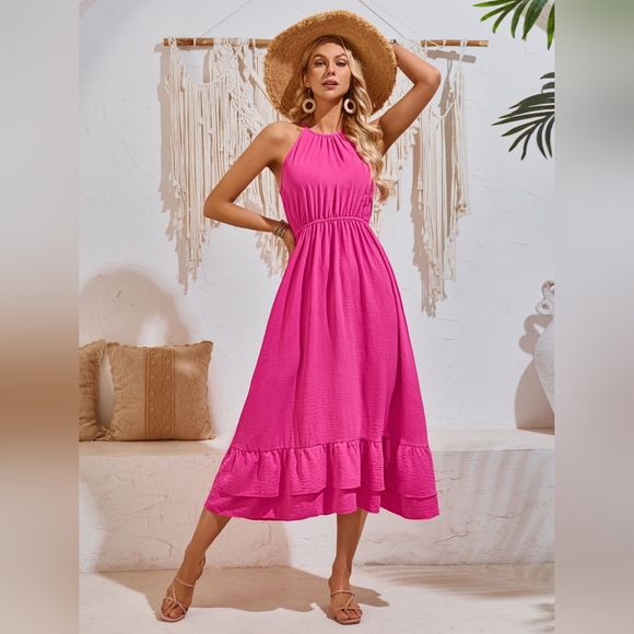 Ruffled Round Neck Sleeveless Dress - Picture 2 of 5